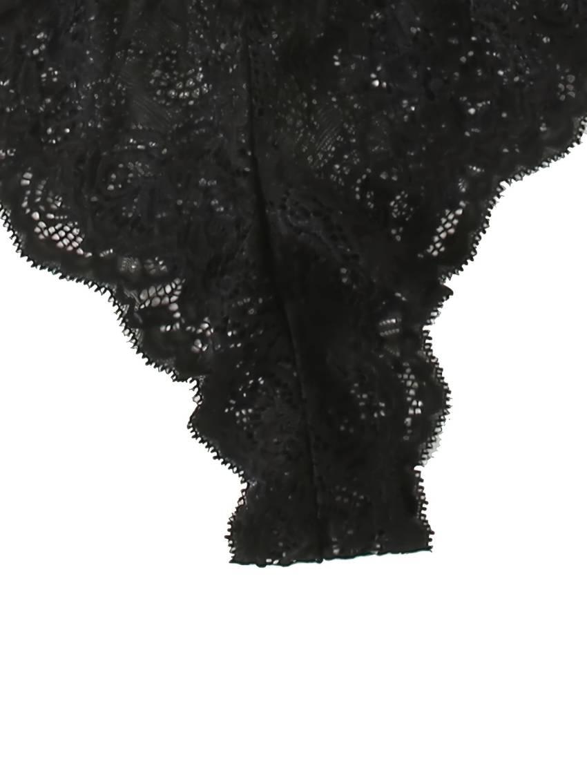 Luxe Floral Lace Satin Lounge Set - Soft and stylish robe with belt, V-neck camisole, thong and shorts - Image 16