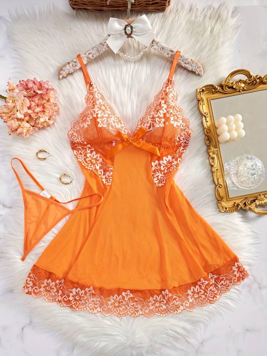 Sexy Deep V Open Back Lace Nightdress - Women's Nightwear & Dresses