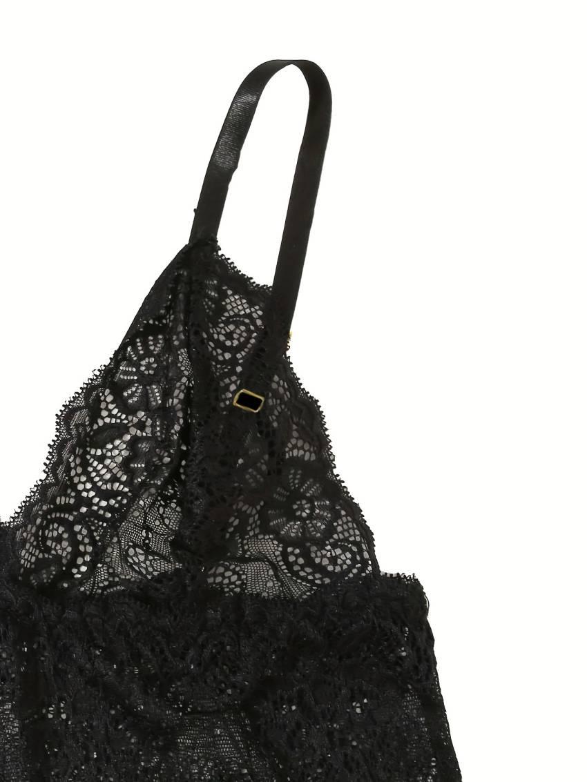 Luxe Floral Lace Satin Lounge Set - Soft and stylish robe with belt, V-neck camisole, thong and shorts - Image 43