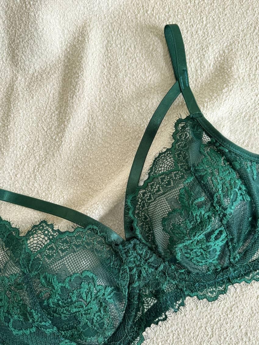 Sexy Floral Lace Lingerie Set - Semi-Sheer Underwire Bra and Briefs - Image 5