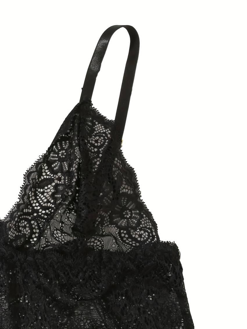 Luxe Floral Lace Satin Lounge Set - Soft and stylish robe with belt, V-neck camisole, thong and shorts - Image 6